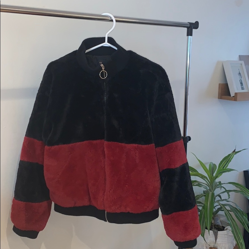Forever 21 fuzzy bomber jacket